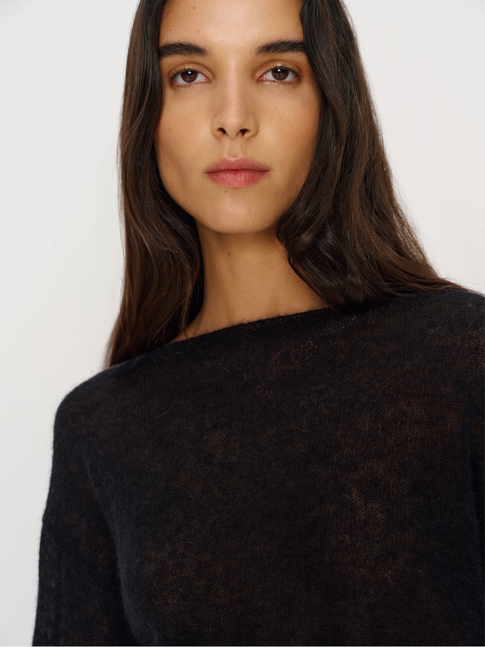 Reformation Soren Sheer Alpaca Sweater Top, Black - Picture 3 of 6